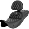 Saddlemen #808-07B-184B6 - Roadsofa™ Extended Reach Seat - Lattice Stitch - White Stitch - with Backrest - FL '08-'24