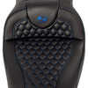 Saddlemen #808-07B-189B1 - RoadSofa™ Seat - Honeycomb - Blue Stitch - with Backrest - FLH/FLT '08-'23