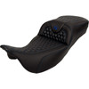 Saddlemen #808-07B-19001 - RoadSofa™ Seat - Honeycomb - Blue Stitch - Extended Reach - without Backrest - FLH/FLT '08-'24
