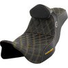 Saddlemen #SC80807GOLRT - Pro Series SDC Performance Seat - w/ Backrest - Gold Stitch - FLH/FLT '08-'25