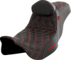 Saddlemen Pro Series SDC Performance Seat - w/ Backrest - Red Stitch - FLH/FLT '08-'23