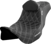 Saddlemen Pro Series SDC Performance Seat - w/ Backrest - Silver Stitch - FLH/FLT '08-'23