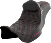 Saddlemen Pro Series SDC Performance Seat - w/ Backrest - Wine Berry Stitch - FLH/FLT '08-'23
