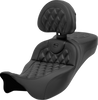 Saddlemen Roadsofa Extended Reach Seat - with Backrest - Lattice Stitch - Carbon Fiber - FL '08-'24
