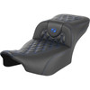 Saddlemen #823-07-20701 - Roadsofa™ Extended Reach Seat - without Backrest - Lattice Stitch - Blue Stitch - FLTR/FLHX '23-'24