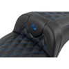 Saddlemen #823-07-207B1 - Roadsofa™ Extended Reach Seat - with Backrest - Lattice Stitch - Blue Stitch - FLTR/FLHX '23-'24