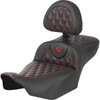 Saddlemen #823-07-207B4 - Roadsofa™ Extended Reach Seat - with Backrest - Lattice Stitch - Red Stitch - FLTR/FLHX '23-'24