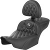 Saddlemen #823-07-207B6 - Roadsofa™ Extended Reach Seat - with Backrest - Lattice Stitch - White Stitch - FLTR/FLHX '23-'24