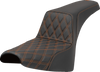Saddlemen Step-Up Seat - Front Lattice Stitch - Orange Stitch - FXST/FXBB '18-'25