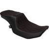 Drag Specialties Seats - Predator 2-Up Seat - Vinyl - Double Diamond Red Stitch - w/o Backrest - FLT/FLH '23-'24