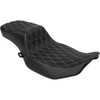 Drag Specialties Seats - Performance Predator 2-Up Seat - Extended Reach - Vinyl - Silver Double Diamond Stitch