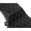 Drag Specialties Seats - Performance Predator 2-Up Seat - Extended Reach - Vinyl - Silver Double Diamond Stitch