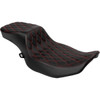 Drag Specialties Seats - Performance Predator 2-Up Seat - Extended Reach - Vinyl - Red Double Diamond Stitch