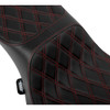 Drag Specialties Seats - Performance Predator 2-Up Seat - Extended Reach - Vinyl - Red Double Diamond Stitch