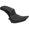 Drag Specialties Seats - Performance Predator 2-Up Seat - Vinyl - Double Diamond - Silver Thread - FL '00-'17