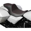 Drag Specialties Seats - Predator III 2-Up Seat - Vinyl - Double Diamond - Red Stitching - FLT/FLH '23-'24