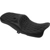 Drag Specialties Seats - Extended Reach Freedom Seat - Vinyl - Double Diamond - Silver Stitch - FLT/FLH '09-'25
