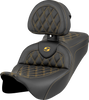 Saddlemen Roadsofa Seat - Lattice Stitch - Gold Stitch - w/ Backrest - FL '08-'23