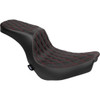 Drag Specialties Seats - Predator 2-Up Seat - Vinyl - Double Diamond - Red Stitching - FLSB/FXLRS '18-'24