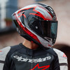 Alpinestars #8200224-1352-XS - Supertech R10 Helmet - Team - Black/Carbon Red/Gloss White - XS