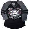 Lethal Threat #LA70203-1X - Women's Fast & Fearless Raglan Sleeve Shirt - Black/Gray - 1XL