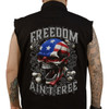 Lethal Threat #CO60195XL - Freedom Ain't Free Printed Sleeveless Button Down Shirt - Black - XL