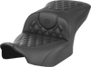 Saddlemen Heated Roadsofa Seat - Carbon Fiber - Lattice Stitch - w/o Backrest - FLT/FLH '23-'24