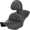 Saddlemen #823-07-206C0 - Heated Roadsofa™ Seat - Carbon Fiber - Lattice Stitch - w/ Backrest - FLT/FLH '23-'24