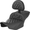 Saddlemen #823-07-207C0 - Heated RoadSofa™ Seat - Exended Reach - Lattice Stitch - w/ Backrest - FLT/FLH ’23-‘24