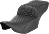 Saddlemen Heated RoadSofa Seat - Extended Reach - Honeycomb Stitch - w/o Backrest - FLT/FLH 23-24