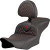 Saddlemen #823-07-208B4 - Roadsofa™ Seat - Dragon Scale Stitch - Red Stitch - w/ Backrest - FLTR/FLHX '23-'24