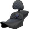 Saddlemen #823-07-209B1 - Roadsofa™ Extended Reach Seat - Dragon Scale Stitch - Blue Stitch - w/ Backrest - FLTR/FLHX '23-'24