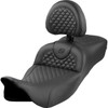 Saddlemen #808-07B-209B0 - Roadsofa™ Extended Reach Seat - Dragon Scale Stitch - Black Stitch - w/ Backrest - FLH/FLT '08-'24