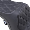 Drag Specialties Seats - Predator III Seat - Double Diamond - Silver Stitched - FLHR/FLHX '99-'07