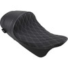 Drag Specialties Seats - Forward Low Solo Seat - Diamond - Silver Stitched - FL '08-'23