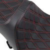 Drag Specialties Seats - Predator III Seat - Extended Reach - Double Diamond - Red Stitched - FL '08-'23