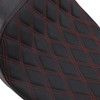Drag Specialties Seats - Predator 2-Up Seat - Double Diamond - Red Stitching - FL '08-'23
