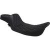 Drag Specialties Seats - Extended Reach Predator III Seat - Double Diamond - Black w/ Silver Stitching - FL '99-'07