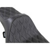 Drag Specialties Seats - Extended Reach Predator III Seat - Double Diamond - Black w/ Silver Stitching - FL '99-'07