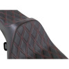 Drag Specialties Seats - Extended Reach Predator III Seat - Double Diamond - Black w/ Red Stitching - FL '99-'07