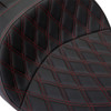 Drag Specialties Seats - Freedom Seat - Vinyl - Double Diamond Red Stitch - FLH '09-'23