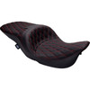 Drag Specialties Seats - Freedom Seat - Vinyl - Double Diamond Red Stitch - FLH '97-'07
