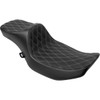 Drag Specialties Seats - Extended Reach Predator III Seat - Double Diamond - Silver Stitching - Vinyl - FLH/FLT '23-'24