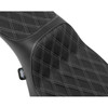 Drag Specialties Seats - Extended Reach Predator III Seat - Double Diamond - Silver Stitching - Vinyl - FLH/FLT '23-'24