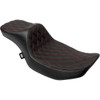 Drag Specialties Seats - Extended Reach Predator III Seat - Double Diamond - Red Stitching - Vinyl - FLH/FLT '23-'24