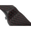 Drag Specialties Seats - Extended Reach Predator III Seat - Double Diamond - Red Stitching - Vinyl - FLH/FLT '23-'24
