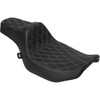 Drag Specialties Seats - Extended Reach Predator III Seat - Vinyl - Silver Double Diamond Stitch - FLT/FLH '23-'25