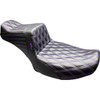 LE Pera #LV-587DLDD-P01 - Tailwhip Daddy Long Legs Seat - Black - Purple Double Diamond Stitch - FLT/FLH '24-'25