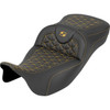 Saddlemen #808-07B-21107 - RoadSofa™ Tri Gripper Seat - Extended Reach - Gold Stitch - w/o Backrest - FLH/FLT '08-'25