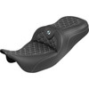 Saddlemen #808-07B-21005 - RoadSofa™ Tri Gripper Seat - Standard Reach - Silver Stitch - w/o Backrest - FLH/FLT '08-'25